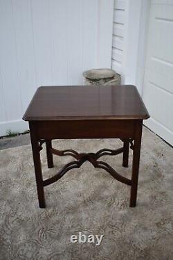 Vintage Statton Chinese Chippendale Style Side/End Table withDrawer/Stretcher Base
