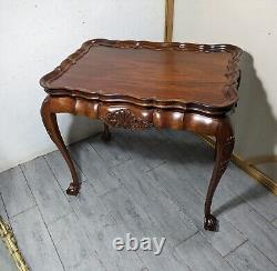 Vintage Sutton Furniture Mahogany Wood Chippendale Tea Table Ball & Claw Feet