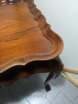 Vintage Sutton Furniture Mahogany Wood Chippendale Tea Table Ball & Claw Feet