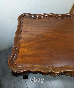 Vintage Sutton Furniture Mahogany Wood Chippendale Tea Table Ball & Claw Feet