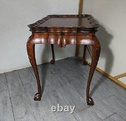 Vintage Sutton Furniture Mahogany Wood Chippendale Tea Table Ball & Claw Feet