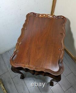 Vintage Sutton Furniture Mahogany Wood Chippendale Tea Table Ball & Claw Feet