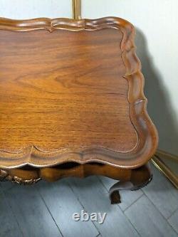 Vintage Sutton Furniture Mahogany Wood Chippendale Tea Table Ball & Claw Feet