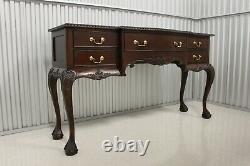 Vintage Tall Mahogany Chippendale Style Sideboard Ball & Claw Feet