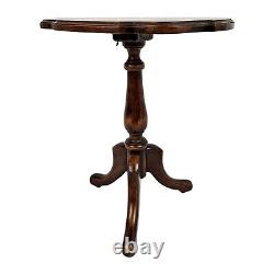 Vintage Tilt Top Table Side Lamp Plant Candle Stand Walnut Chippendale Style