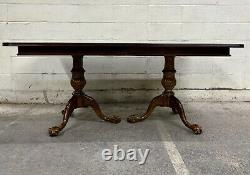 Vintage Universal Furniture Chippendale Style Double Pedestal Dining Table