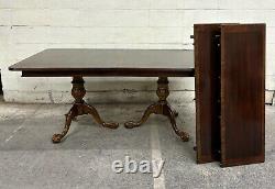 Vintage Universal Furniture Chippendale Style Double Pedestal Dining Table