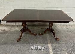 Vintage Universal Furniture Chippendale Style Double Pedestal Dining Table