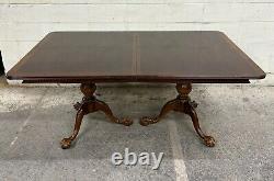 Vintage Universal Furniture Chippendale Style Double Pedestal Dining Table