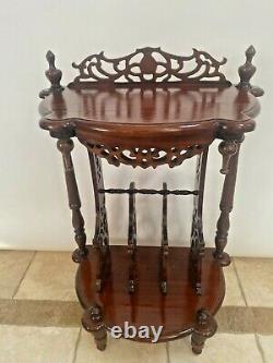 Vintage Victorian Table Magazine Rack bottom storage Chinese Chippendale