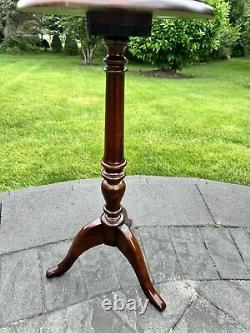 Vintage Walnut Table Side Lamp Plant Candle Stand H26.5xD13