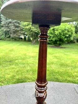 Vintage Walnut Table Side Lamp Plant Candle Stand H26.5xD13