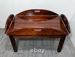 Vintage YIELD HOUSE Pine Wood Butler Tray Coffee Table Drop Leaf Chippendale