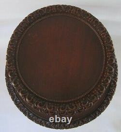 Vintage antique three-tier mahogany dumbwaiter chippendale piecrust round table