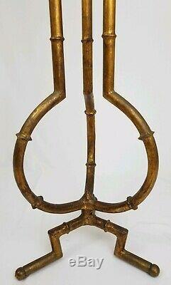 Vintage faux bamboo metal pedestal table Hollywood Regency Chinese Chippendale