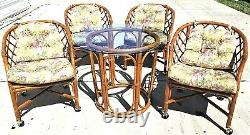 Vtg Chippendale FICKS REED Bamboo Rattan Caned Dining Cocktail Set Table Chairs