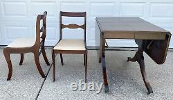 Vtg Duncan Phyfe Drop Leaf Dining Table Chairs Craddock Claw Feet Wood Mahogany