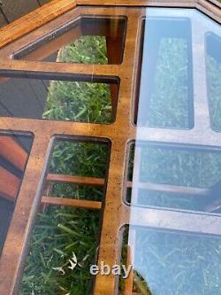 Vtg Gordon's Chinoiserie Octagonal Chippendale fretwork glass top end side table