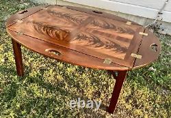 Vtg Wood Butler tray Coffee Table Drop Leaves Chippendale councill craftsmen