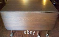 WOW Antique Mahogany Chippendale Carved Claw & Ball Six Gate Leg Drop-Leaf Table