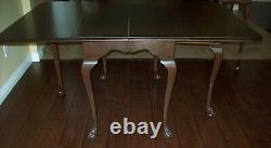 WOW Antique Mahogany Chippendale Carved Claw & Ball Six Gate Leg Drop-Leaf Table