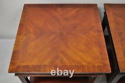 Wellington Hall Mahogany Chinese Chippendale Fretwork End Tables a Pair