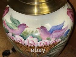 Wildwood Porcelain Hand-painted Signed Floral Birds Lamp Base