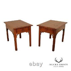 William Draper Chippendale Style Pair of Pine Side Tables