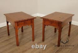 William Draper Chippendale Style Pair of Pine Side Tables