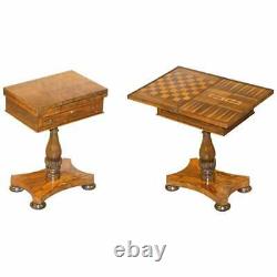 William IV Fully Restored Rosewood Games Table Chess Backgammon Cribbage Board