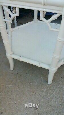 2 Vintage Chinois Chippendale Faux Bambou Hollywood Regency Tables Shabby Chic $