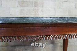 2 Vintage Chippendale Style Acajou Sculpté De Marbre Hall Tables Console Claw