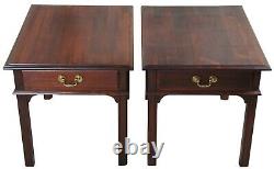 2 Vintage Style Chippendale Fin Acajou Side Tables De Chevet
