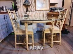 4 Pièces Faux Bamboo Chinese Chippendale Style Hollywood Regency Dinette Set 1960
