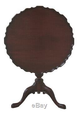 47543ec Vintage Chippendale Mahogany Piecrust Tilt Top Table