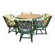 5 Pc Mid-century Chippendale Ficks Reed Rattan Dining Set Table 4 Chaises Pivotantes