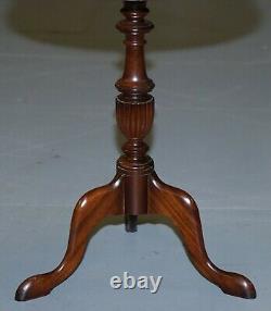 Acajou Vintage Avec Brown Leather Top Gallery Rail Side End Lamp Wine Table