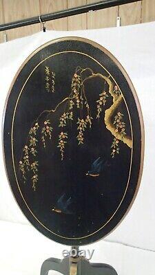 Ancienne Paalman Oriental Peint Tilt Top Pliant Table Latérale W. E. Mccormick