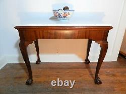 Antique Chippendale Ahogany Ball Claw Marble Top Console Mixing Side Table