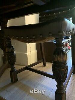Antique Harrods Anglais Main Table Sculpture Oak Chaise À 1900 Chippendale