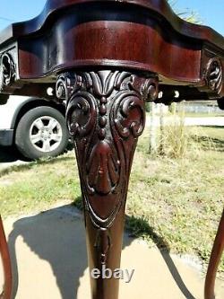 Antique Mahogany Ball Foot Table Chippendale En Cuir Top W Ball Foot Beautiful