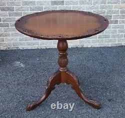 Antique Pierced Ahogany Chippendale Style Pie Crust Tilt-top Thé Pedestal Table