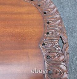 Antique Pierced Ahogany Chippendale Style Pie Crust Tilt-top Thé Pedestal Table