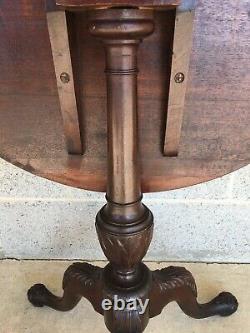 Antique Solid Acajou Chippendale Style Tilt Top Table