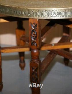 Autour De Collection 1920-1940 Laiton Persan Marocain Garnie Table D'appoint Pliante