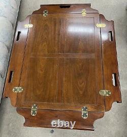 Baker Meubles Co Chippendale Style Plateau Butler Table Basse Brass Hinged Wow