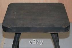 Belle Années 1930 Ebonised Black Spider Table J. Halabala Vintage Distressed Patina