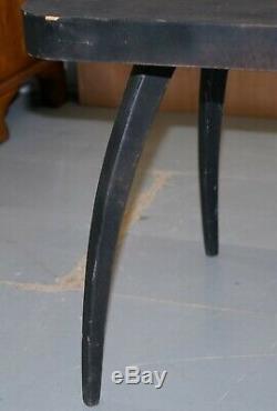 Belle Années 1930 Ebonised Black Spider Table J. Halabala Vintage Distressed Patina