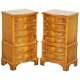 Belle Paire De Burr Yew Wood Small Sized Tallboy Chests Of Drawers Lamp Tables