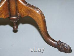 Bevan Funnell Claw & Ball Vintage Mahogany Tripod Lamp Side Table Ornate Carved
